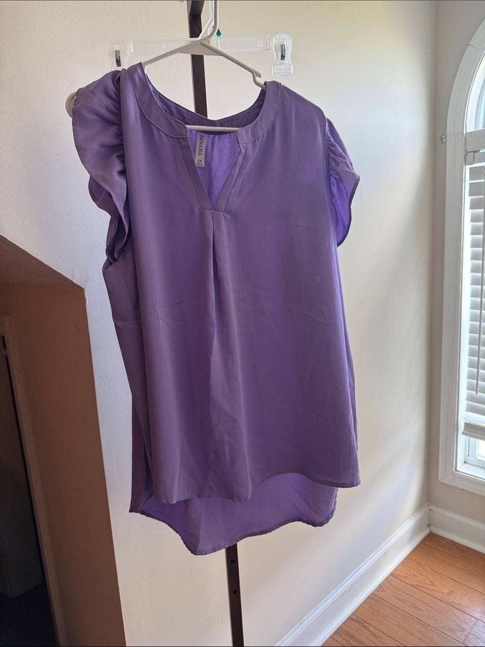 Zenana Women's Purple Blouse - Lightweight Short Sleeve Top